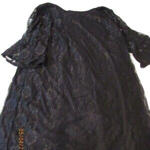 DANILLO BOUTIQUE WOMEN DRESS SIZE 2X LITTLE BLACK LACE SHEER BELLED SLEE…